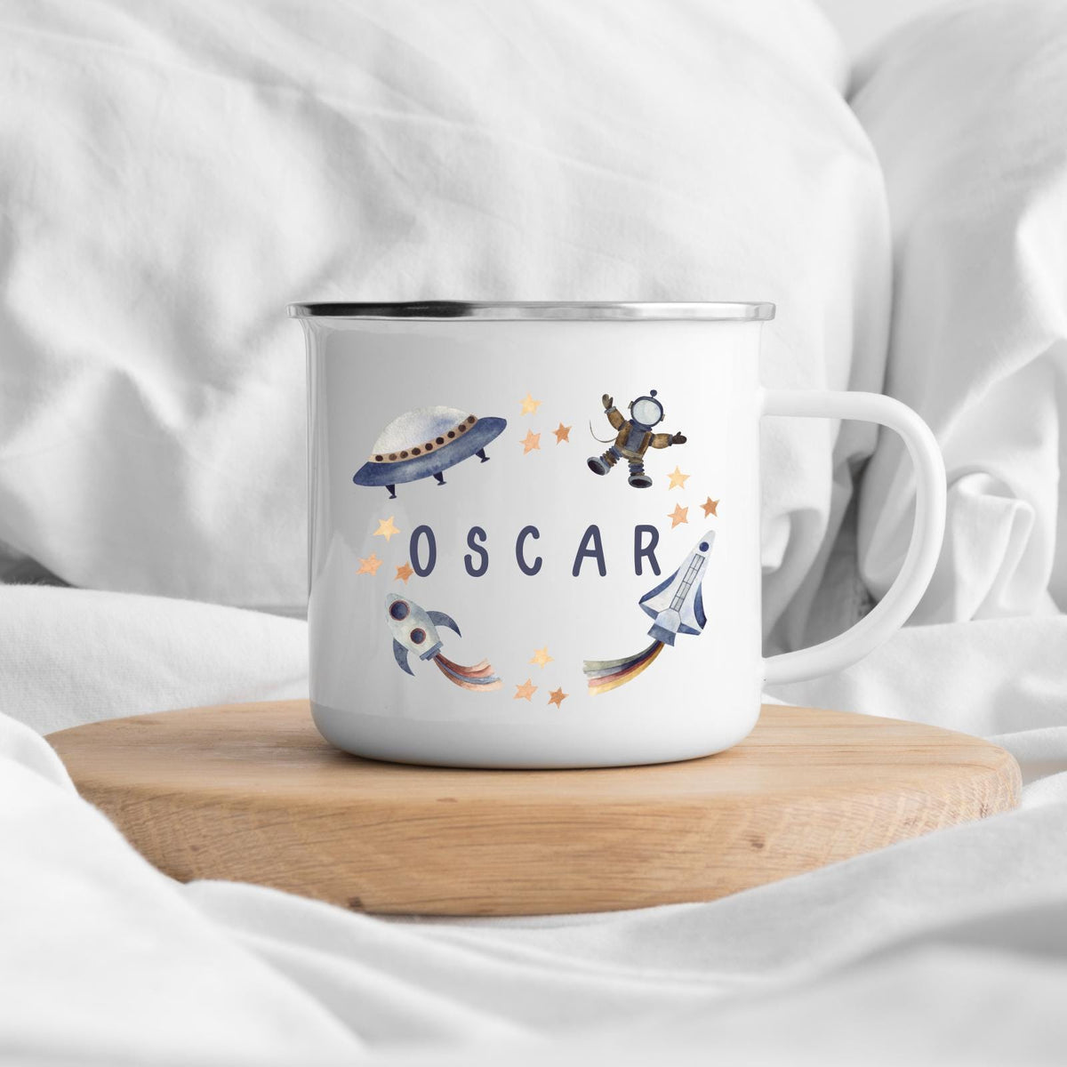 Personalised Children's Mug Space Kids Enamel Cup Gift