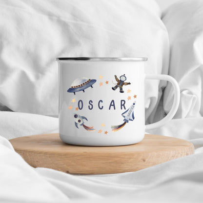 Personalised Children's Mug Space Kids Enamel Cup Gift