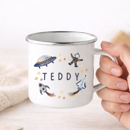 Personalised Children's Mug Space Kids Enamel Cup Gift