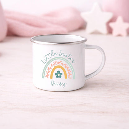 Personalised Children's Mug Big Little Sister Enamel Kids Cup Gift