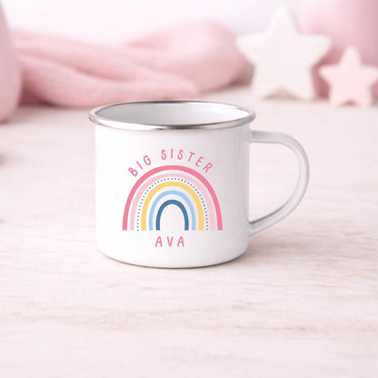 Personalised Children's Mug Big Little Sister Enamel Kids Cup Gift