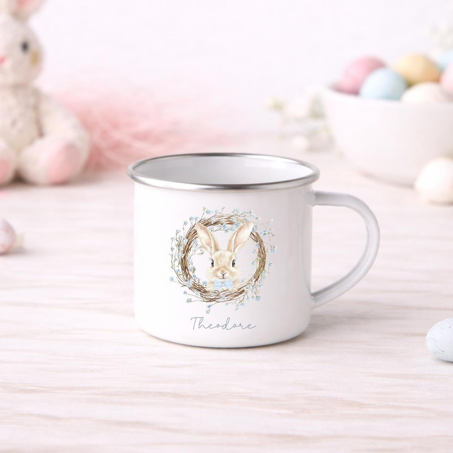 Personalised Easter Mug Children's Bunny Gift Enamel Kids Cup