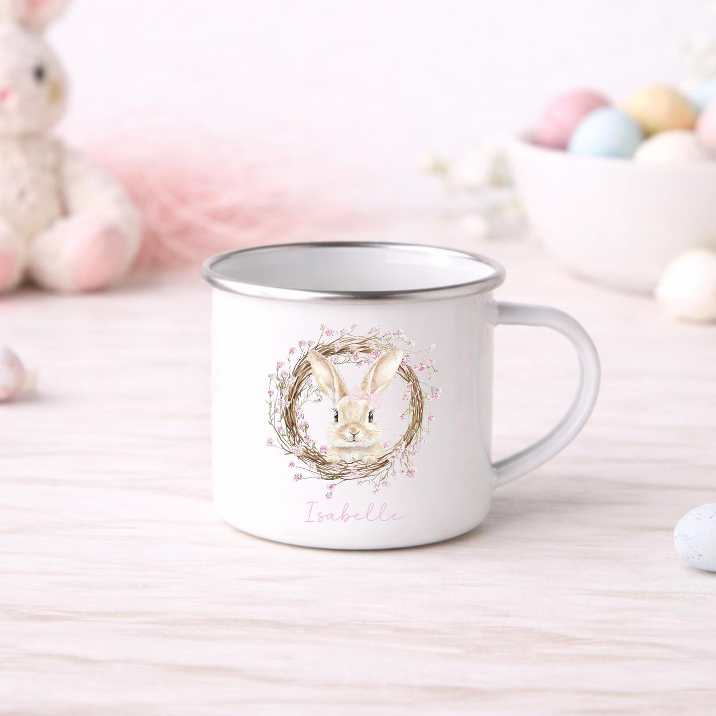 Personalised Easter Mug Children's Bunny Gift Enamel Kids Cup