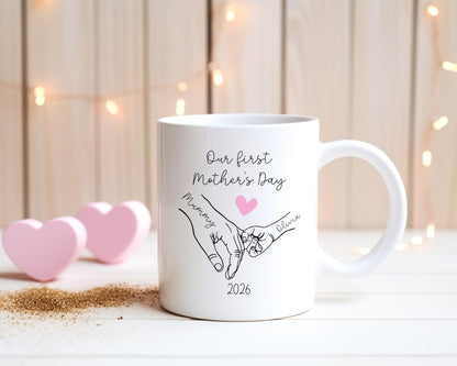 First Mother's Day Personalised Mug Holding Hands 2025 Mummy & Baby
