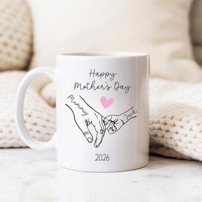 First Mother's Day Personalised Mug Holding Hands 2025 Mummy & Baby