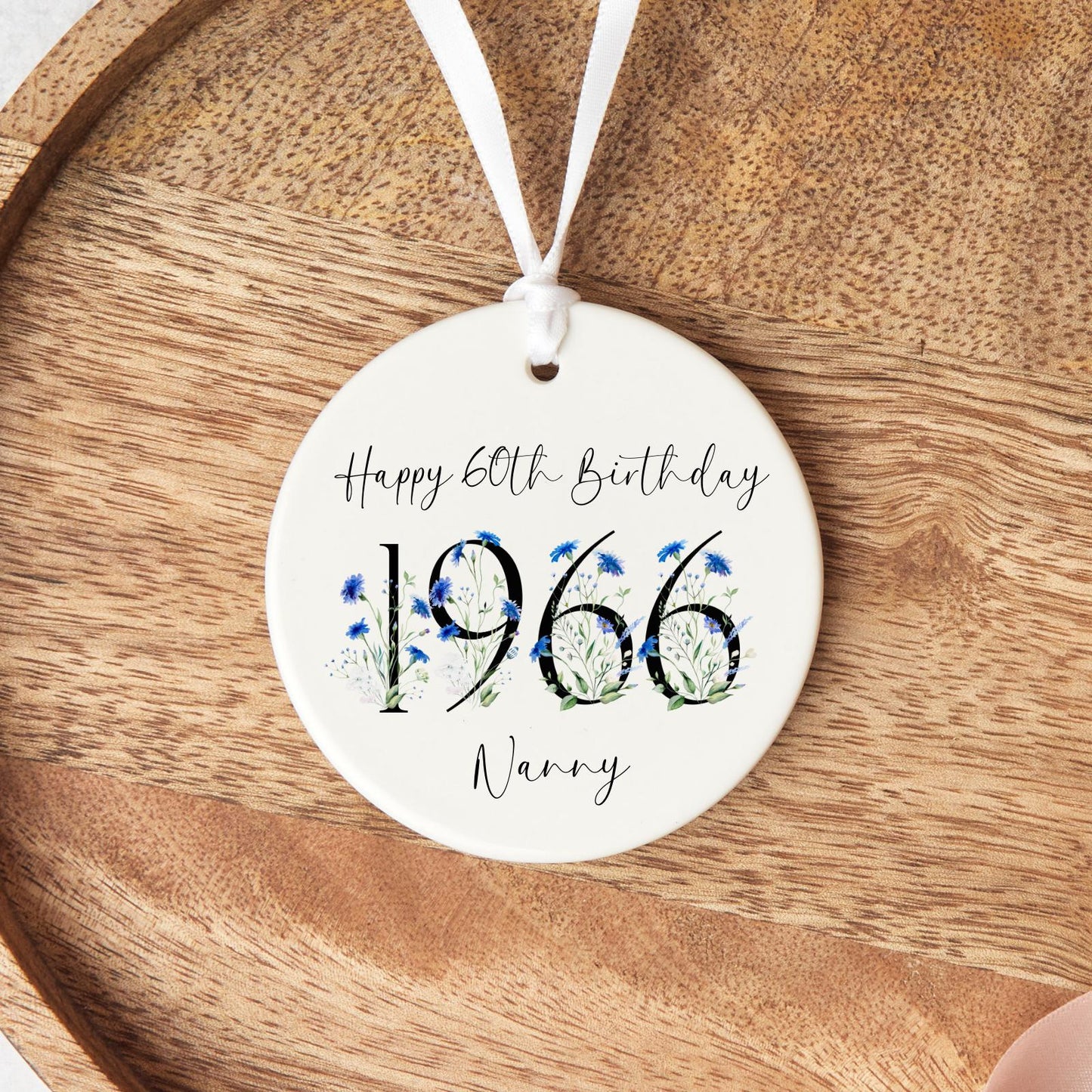 60th Birthday Gift Personalised 1966 Sixty Ceramic Heart Keepsake