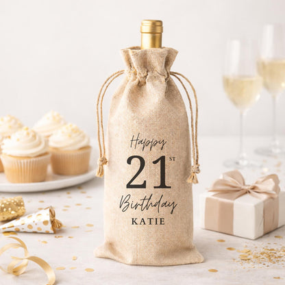 21st Birthday Personalised Wine Bottle Gift Bag Drinks Gift