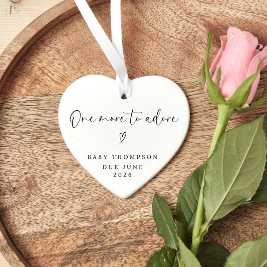 Personalised Pregnancy Reveal Ornament Baby Announcement Ceramic Keepsake
