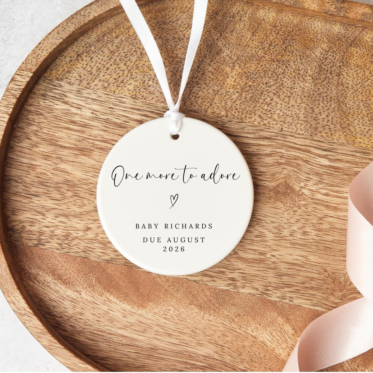 Personalised Pregnancy Reveal Ornament Baby Announcement Ceramic Keepsake
