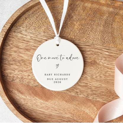 Personalised Pregnancy Reveal Ornament Baby Announcement Ceramic Keepsake