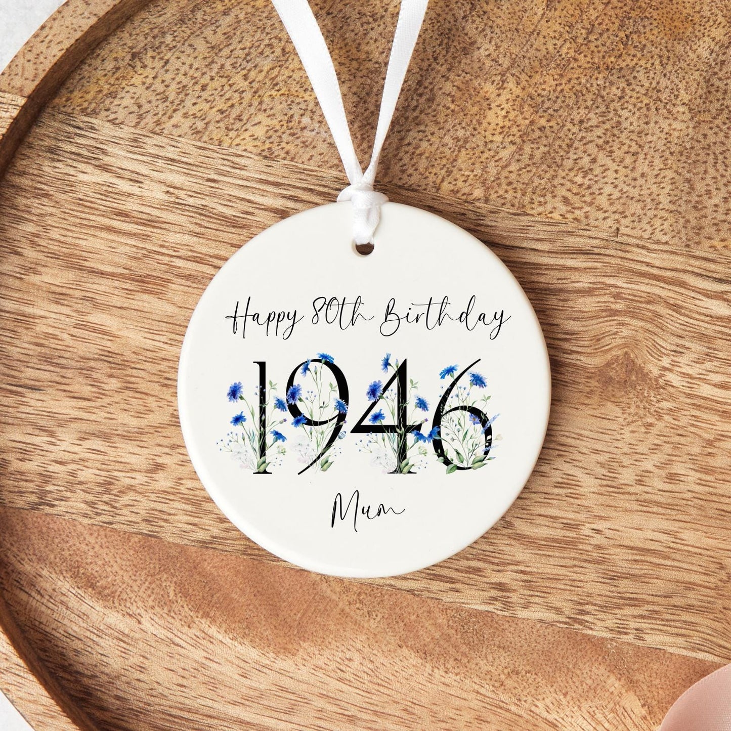 80th Birthday Gift Personalised 1946 Eighty Ceramic Heart Keepsake