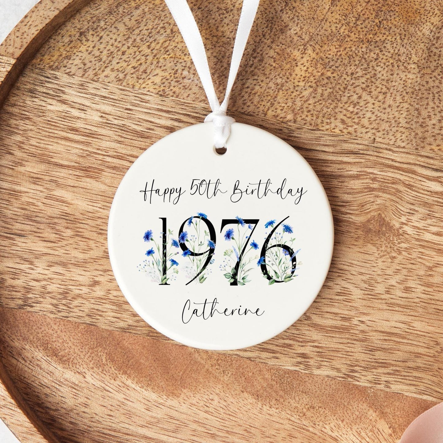 50th Birthday Gift Personalised 1976 Fifty Ceramic Heart Keepsake