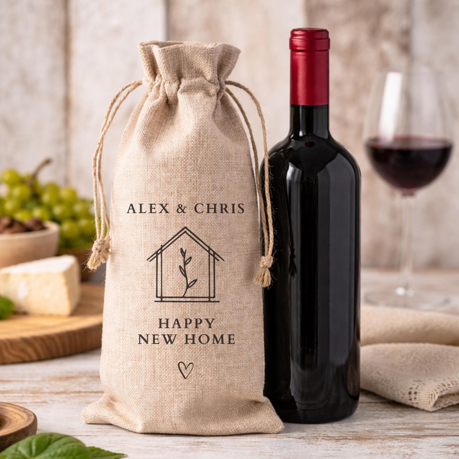 New Home Personalised Wine Bottle Gift Bag Drinks Gift