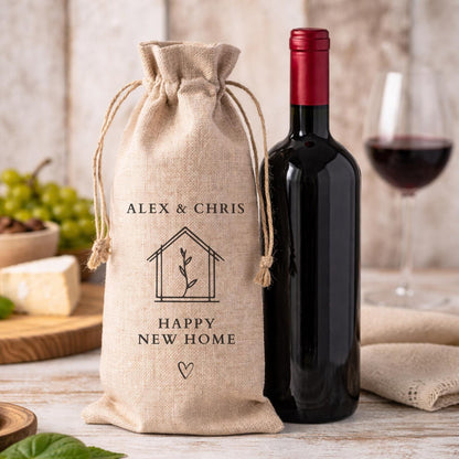 New Home Personalised Wine Bottle Gift Bag Drinks Gift