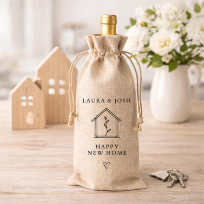 New Home Personalised Wine Bottle Gift Bag Drinks Gift