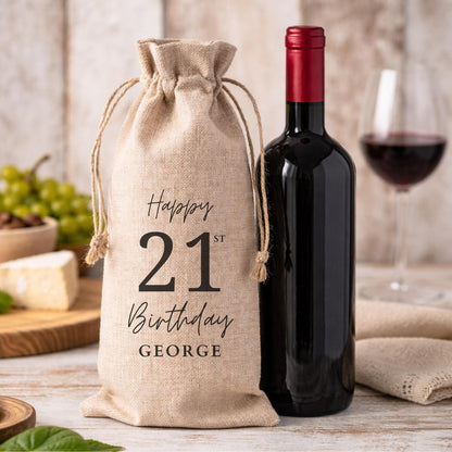 21st Birthday Personalised Wine Bottle Gift Bag Drinks Gift