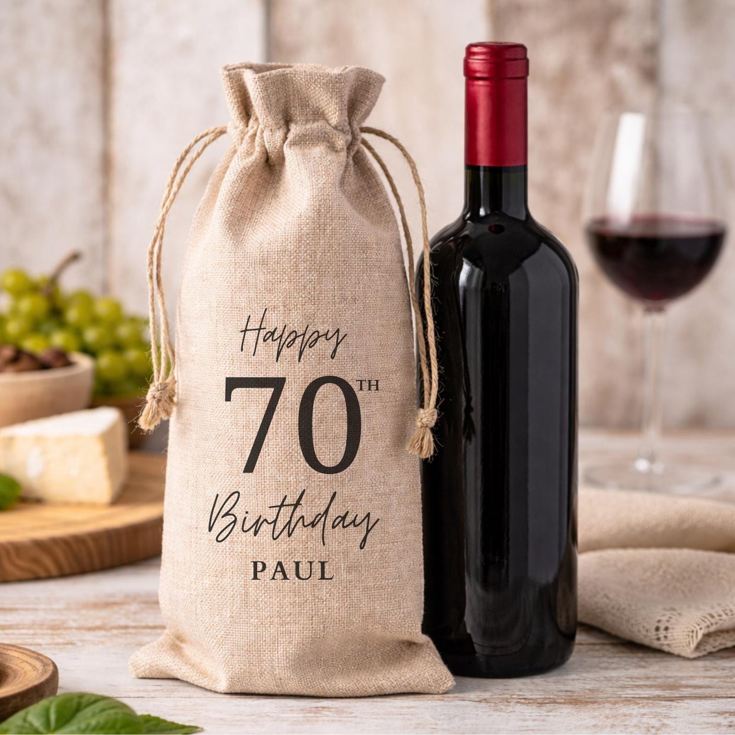 70th Birthday Personalised Wine Bottle Gift Bag Drinks Gift