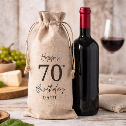 70th Birthday Personalised Wine Bottle Gift Bag Drinks Gift