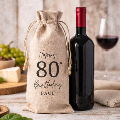 80th Birthday Personalised Wine Bottle Gift Bag Drinks Gift