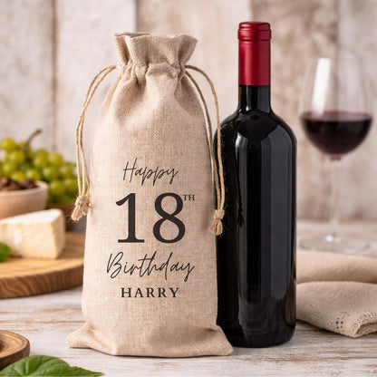 18th Birthday Personalised Wine Bottle Gift Bag Drinks Gift