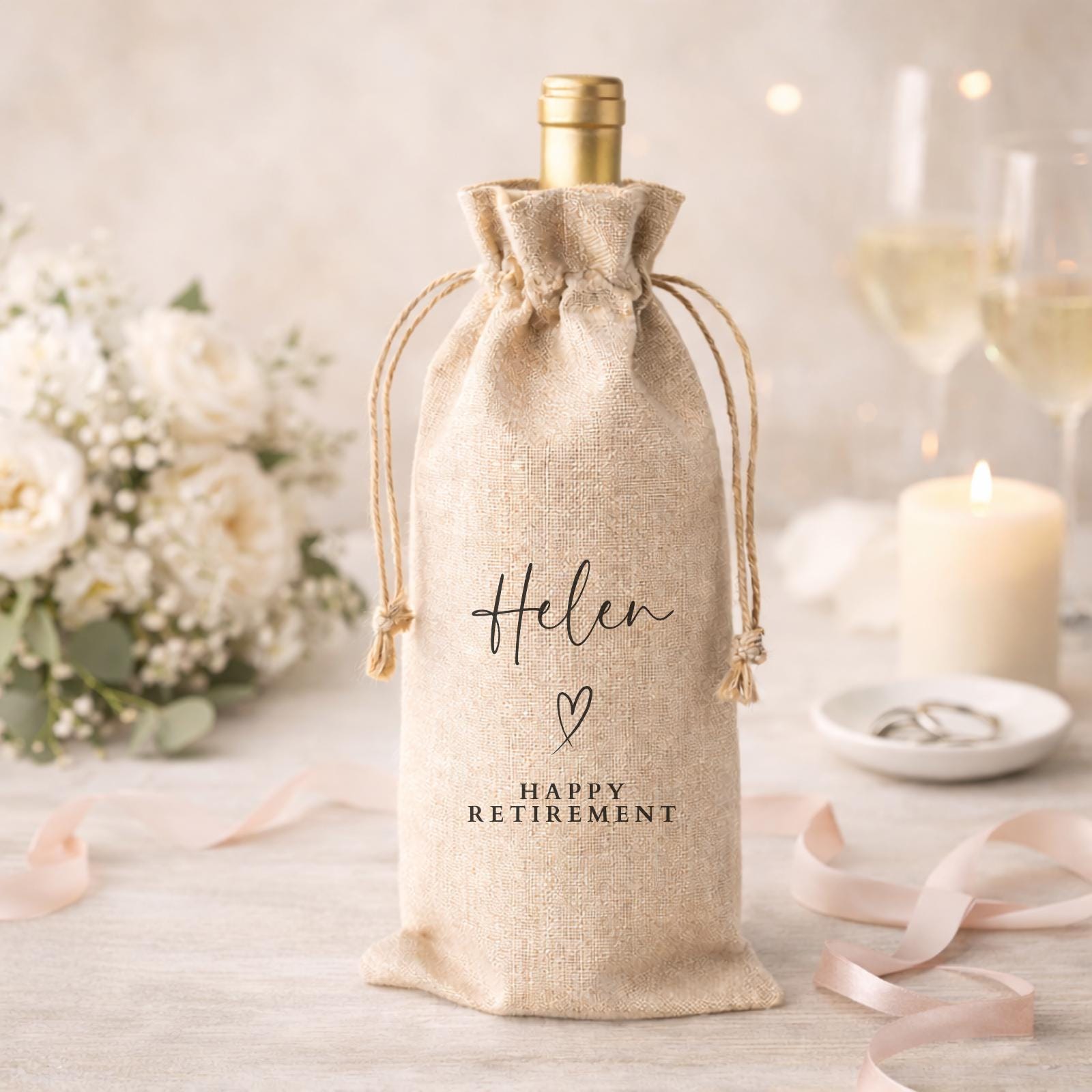 Retirement Gift Personalised Wine Bottle Bag Retired Colleague