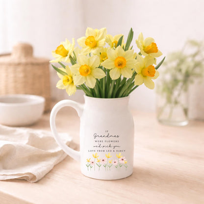 Personalised Vase Nanny Grandma Mummy Granny Ceramic Flower Birthday Easter Gift