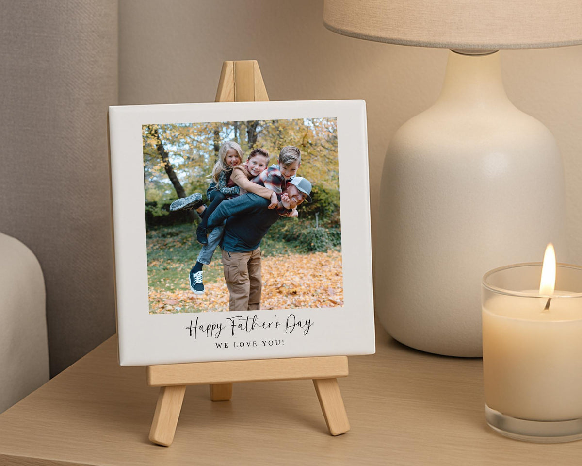 Personalised Father's Day Ceramic Photo Tile With Text Dad Daddy Grandad Gift