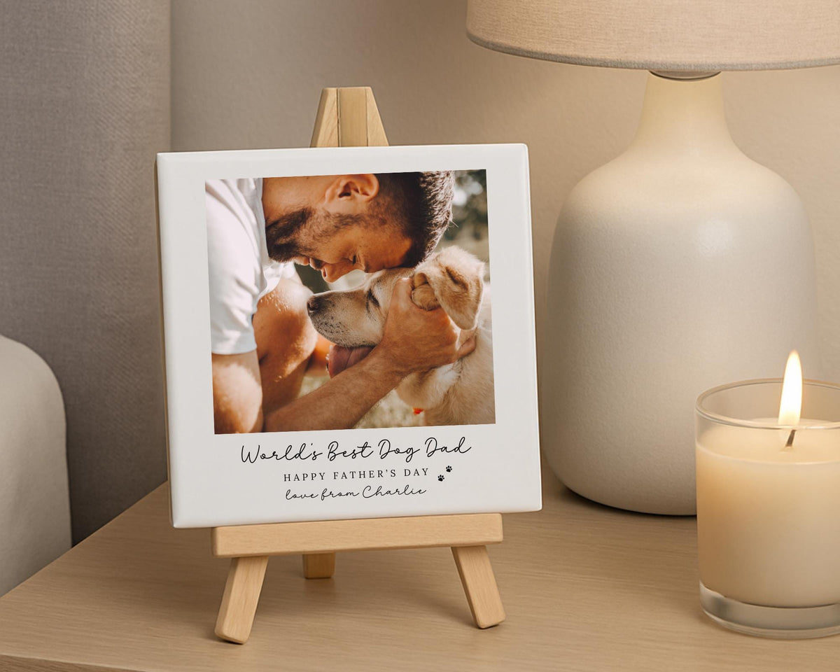 Personalised Dog Dad Mum Ceramic Photo Tile With Text Gift