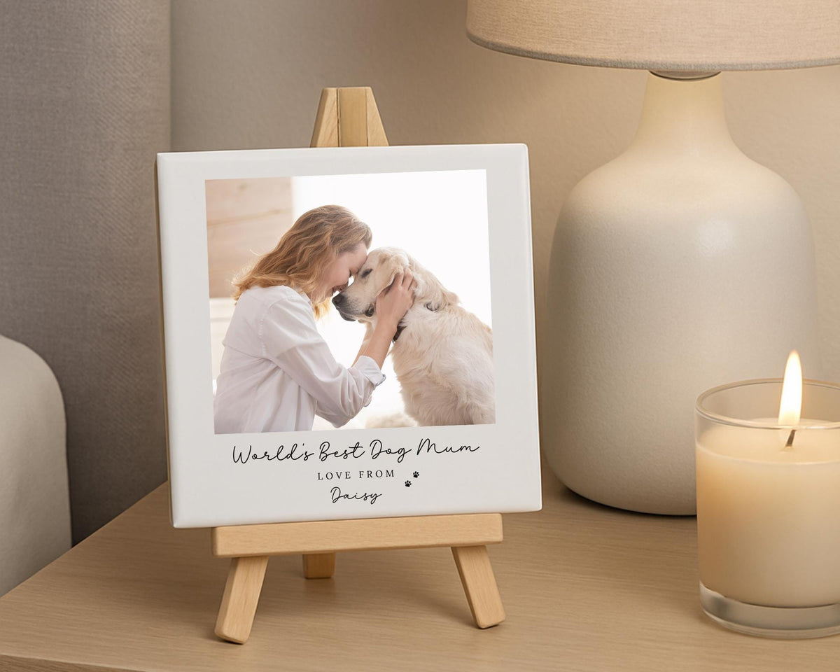 Personalised Dog Dad Mum Ceramic Photo Tile With Text Gift