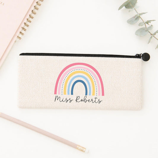 Personalised Teacher Pencil Case: End of Term Gift, Linen Stationery
