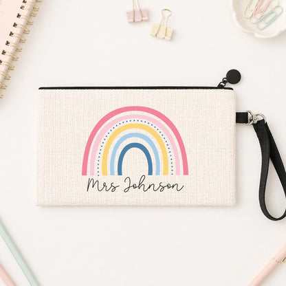 Personalised Teacher Pencil Case: End of Term Gift, Linen Stationery