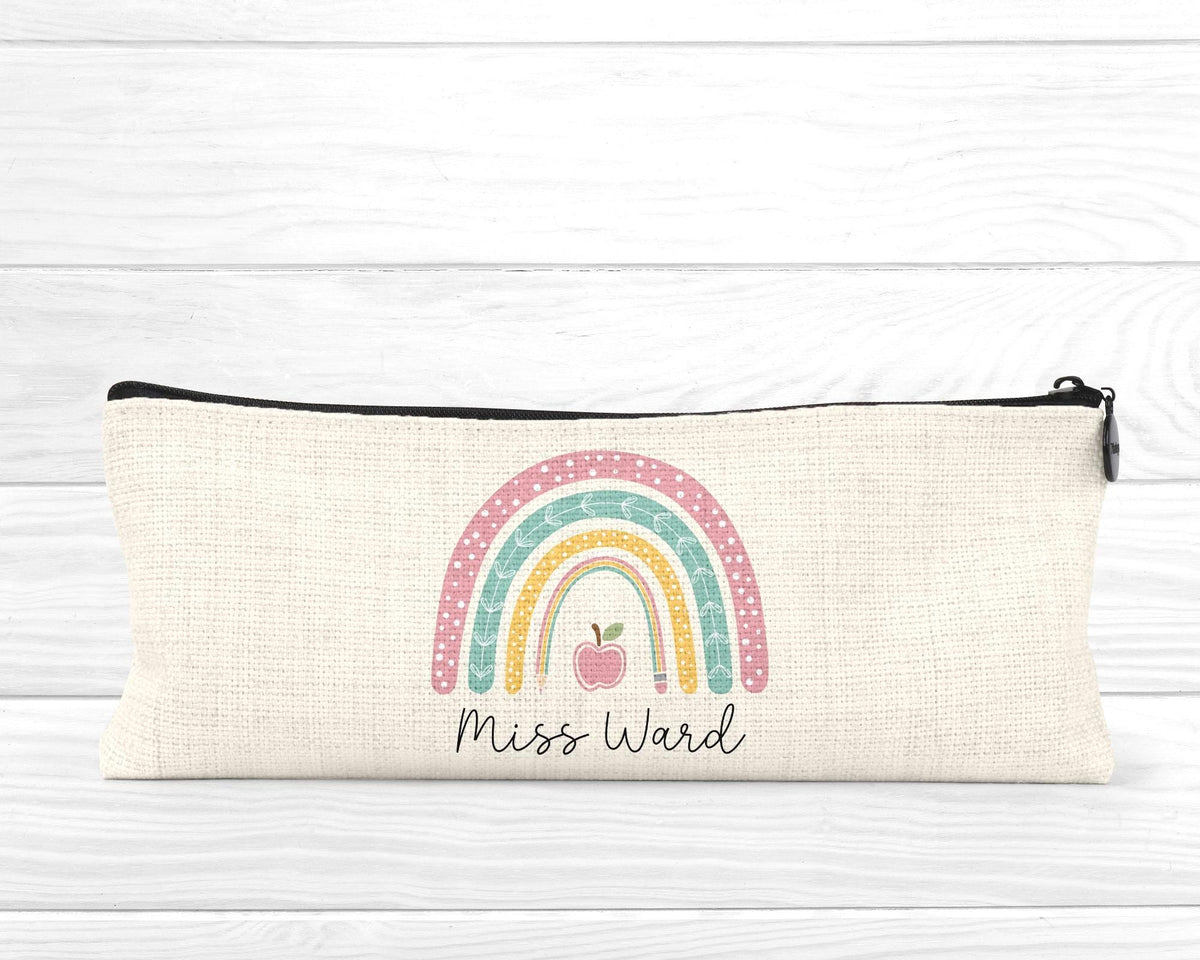 Personalised Teacher Pencil Case: End of Term Gift, Linen Stationery