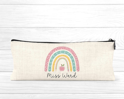 Personalised Teacher Pencil Case: End of Term Gift, Linen Stationery