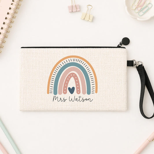 Personalised Teacher Pencil Case: End of Term Gift, Linen Stationery