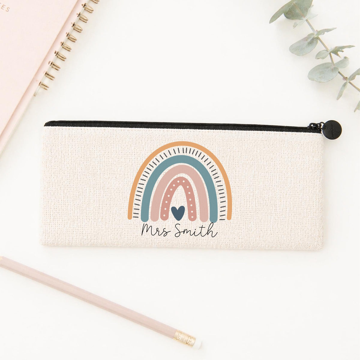 Personalised Teacher Pencil Case: End of Term Gift, Linen Stationery
