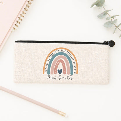 Personalised Teacher Pencil Case: End of Term Gift, Linen Stationery