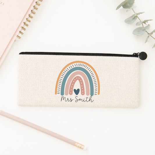 Personalised Teacher Pencil Case: End of Term Gift, Linen Stationery