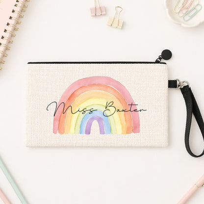 Personalised Teacher Pencil Case: Back To School Gift, Linen Stationery Storage