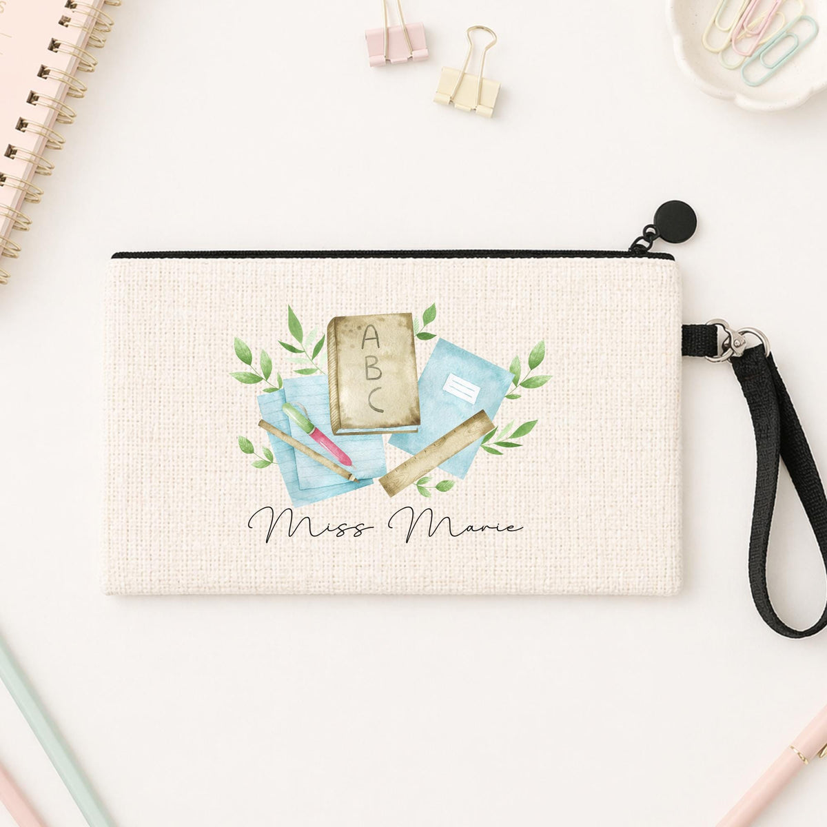Personalised Teacher Pencil Case: Linen Back To School Gift