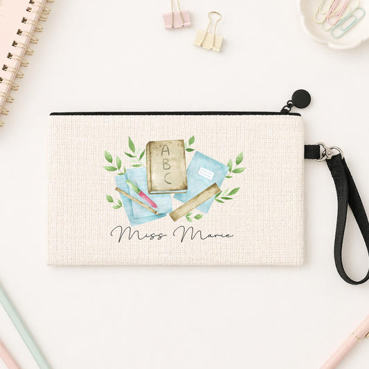 Personalised Teacher Pencil Case: Linen Back To School Gift