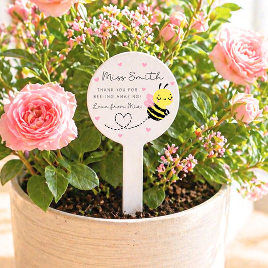 Personalised Teacher Gift Plant Stake End Of Term Thank you Present Bee Flower Marker