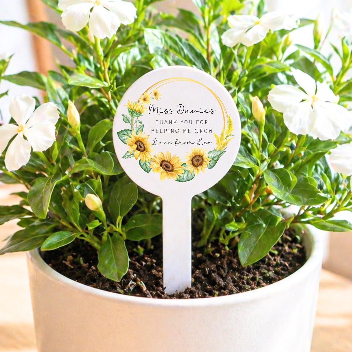 Personalised Teacher Gift Plant Stake End Of Term Thank you Present Sunflower Marker