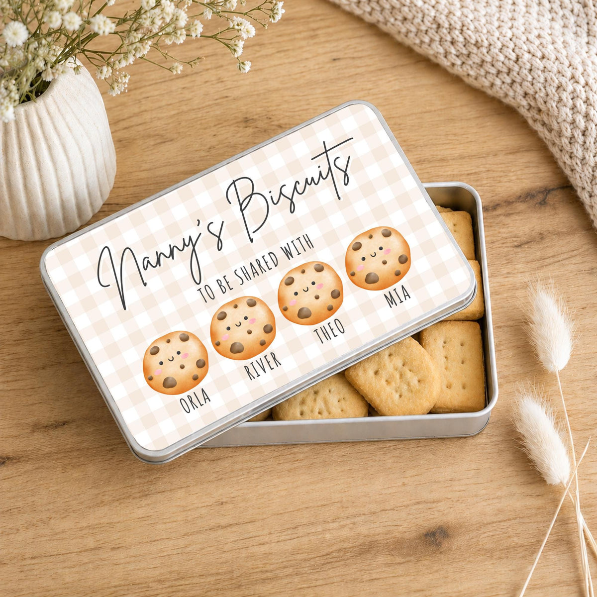 Personalised Biscuit Tin Gift For Grandparents, Nanny, Grandad Etc