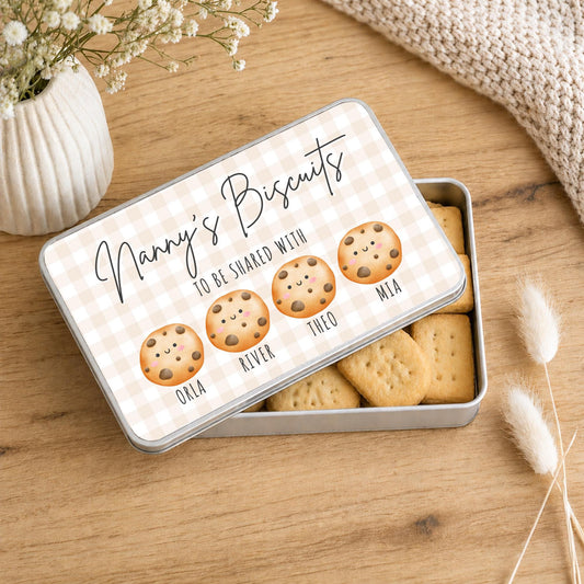 Personalised Biscuit Tin Gift For Grandparents, Nanny, Grandad Etc