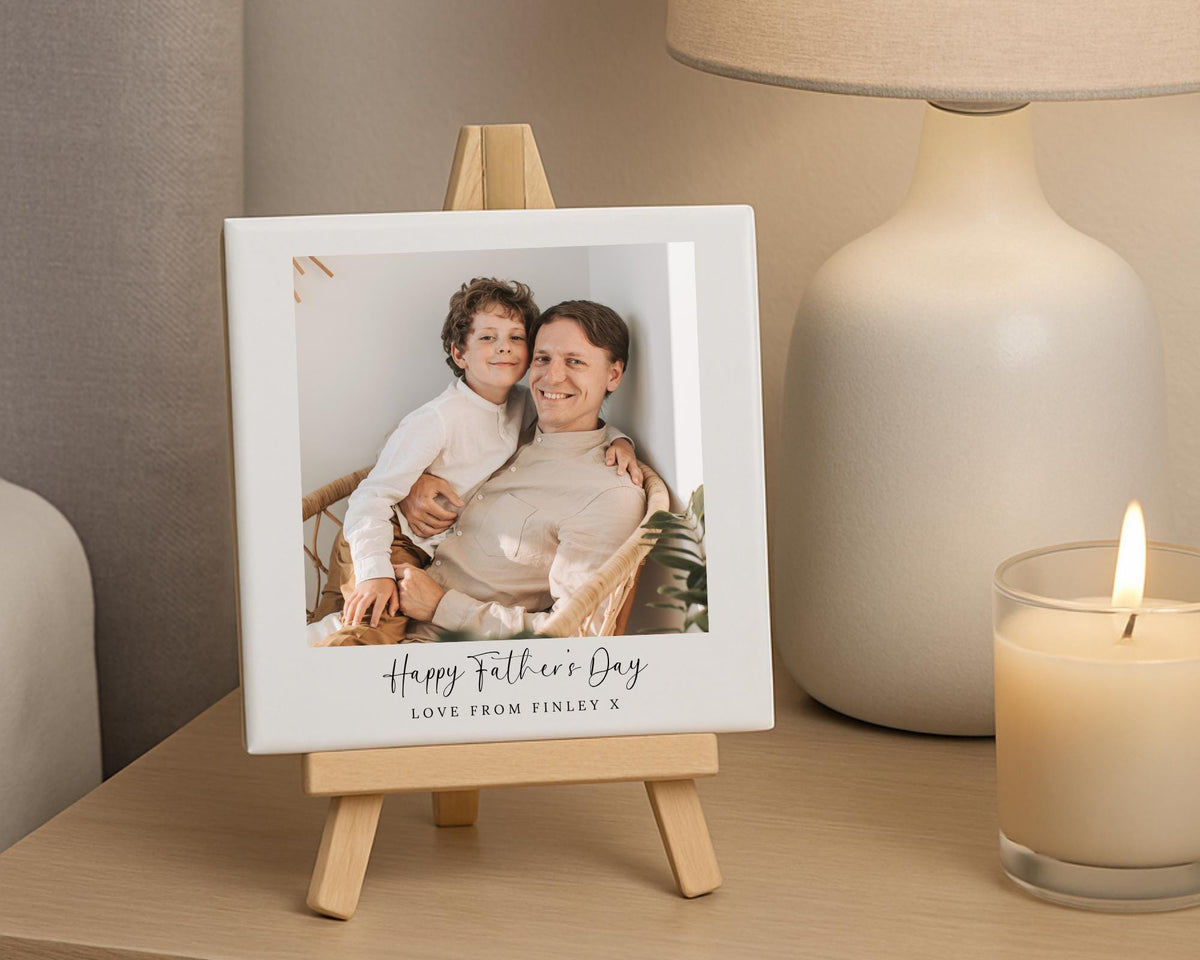 Personalised Father's Day Ceramic Photo Tile With Text Dad Daddy Grandad Gift