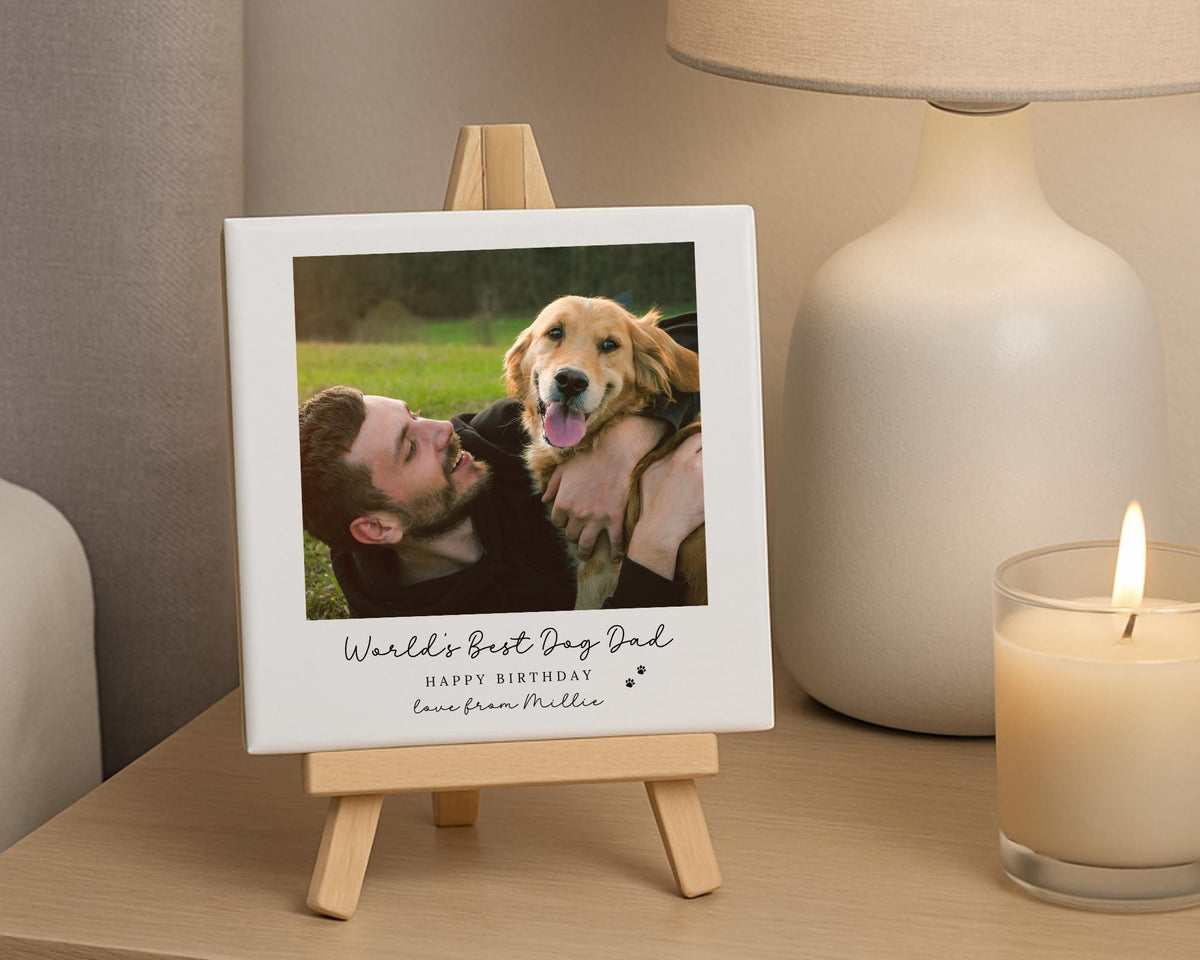 Personalised Dog Dad Mum Ceramic Photo Tile With Text Gift