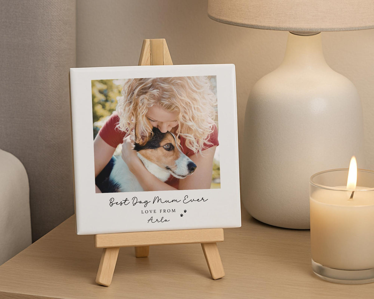 Personalised Dog Dad Mum Ceramic Photo Tile With Text Gift
