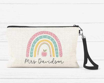 Personalised Teacher Pencil Case: End of Term Gift, Linen Stationery