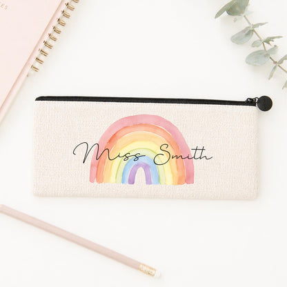 Personalised Teacher Pencil Case: Back To School Gift, Linen Stationery Storage