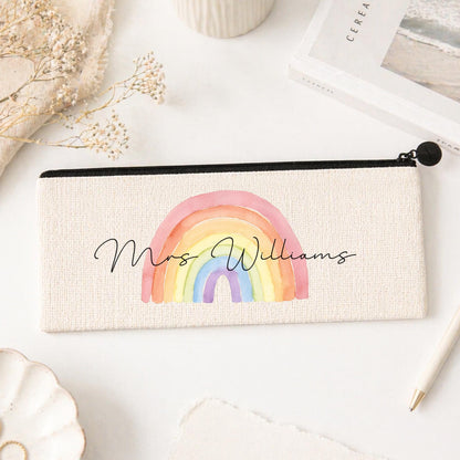 Personalised Teacher Pencil Case: Back To School Gift, Linen Stationery Storage